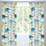 Dino Kids Dinosaur Print Tape Top Curtains Light Filtering Polycotton