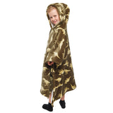 Dino Sherpa Fleece Kids Poncho Cosy Wearable Blanket - Dino Poncho In Green 75 X 92.5Cm 2