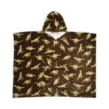 Dino Sherpa Fleece Kids Poncho Cosy Wearable Blanket - Dino Poncho In Green 75 X 92.5Cm 3
