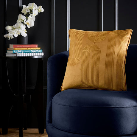 Laurence Llewelyn-Bowen Diva Ochre Geometric Embroidered Filled Cushion