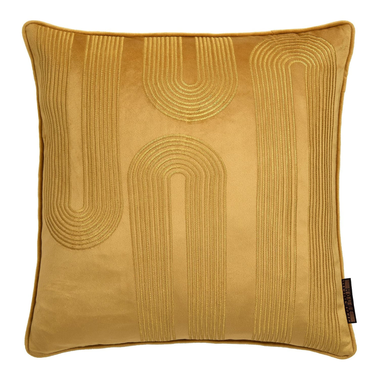 Laurence Llewelyn-Bowen Diva Ochre Geometric Embroidered Filled Cushion - Diva Embroidery Cushion In Ochre 43 X 43Cm 2