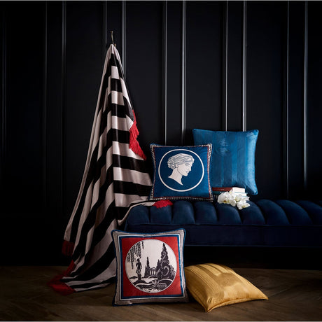 Laurence Llewelyn-Bowen Diva Ochre Geometric Embroidered Filled Cushion - Diva Embroidery Cushion In Teal 43 X 43Cm 4