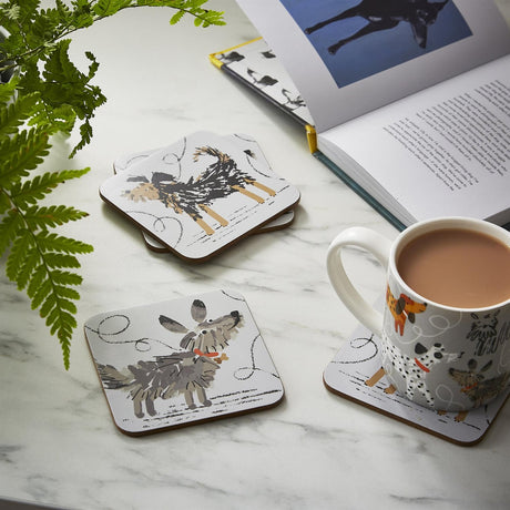 Ulster Weavers Dog Days Dog Print Coasters 4 Pack - Dog Days Coasters 4 Pack In Grey 2