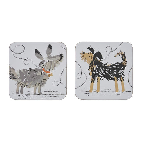 Ulster Weavers Dog Days Dog Print Coasters 4 Pack - Dog Days Coasters 4 Pack In Grey 3