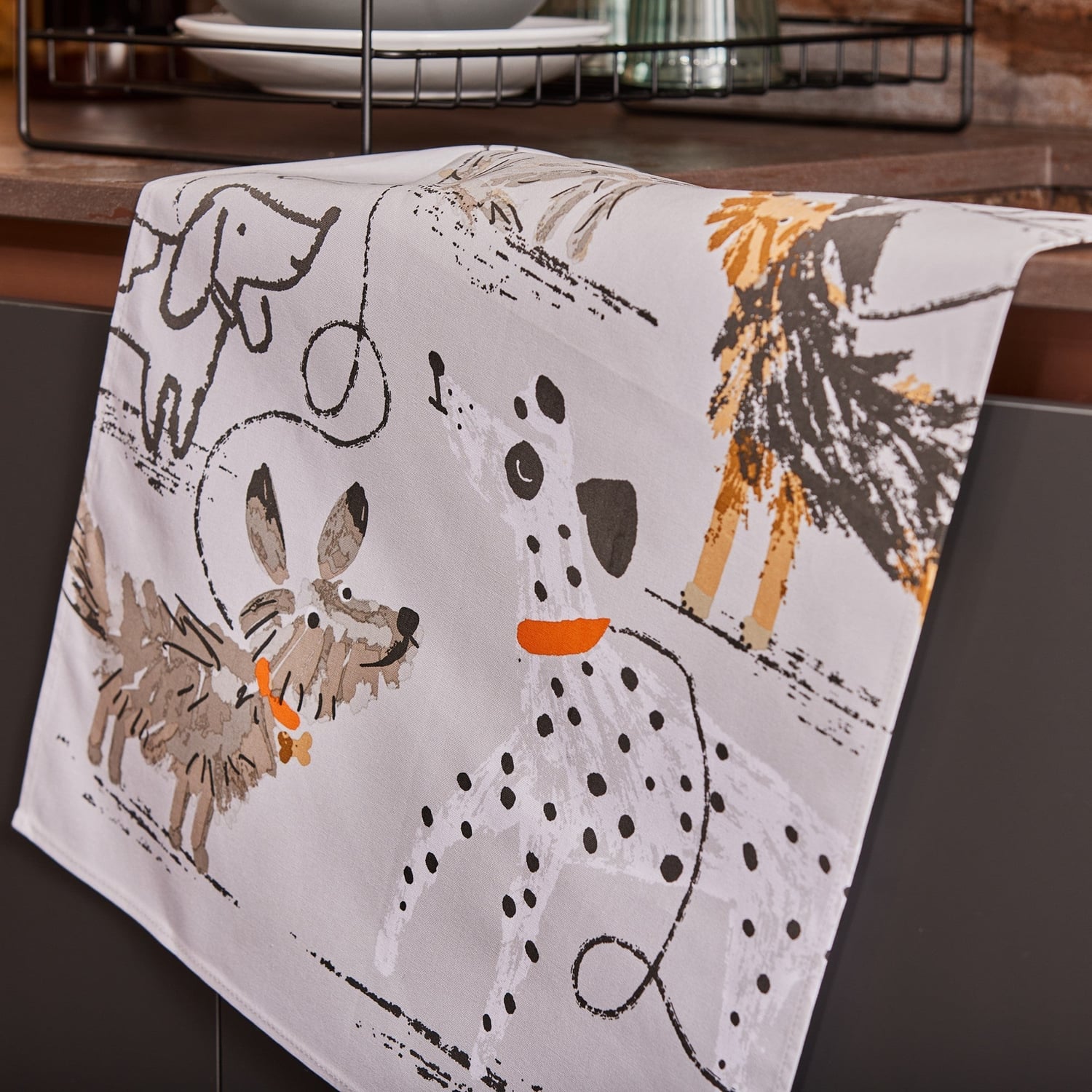Ulster Weavers Dog Days Dog Print Tea Towel - Dog Days Cotton Tea Towel In Grey 3
