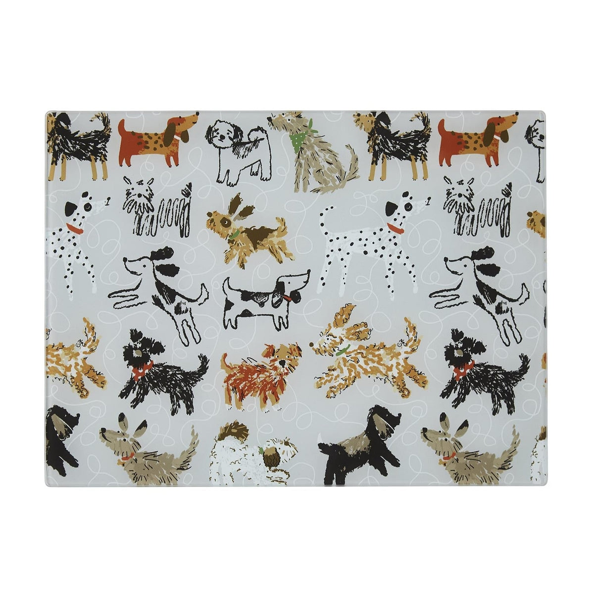 Ulster Weavers Dog Days Dog Print Glass Worktop Saver - Dog Days Glass Worktop Saver In Grey 2