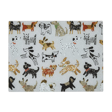 Ulster Weavers Dog Days Dog Print Glass Worktop Saver - Dog Days Glass Worktop Saver In Grey 2