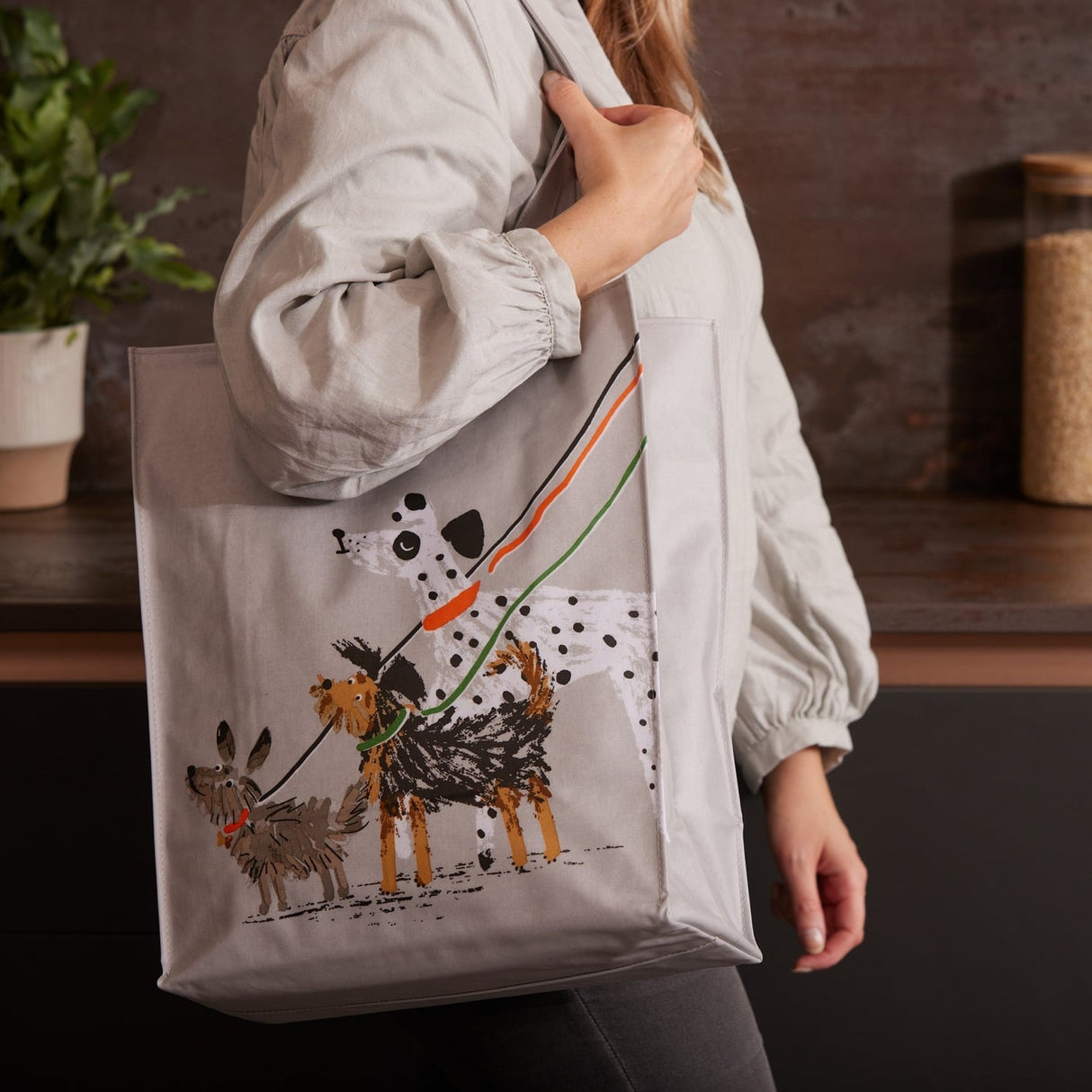 Ulster Weavers Dog Days Dog Print Medium PVC Bag - Dog Days Pvc Bag Medium In Grey 3