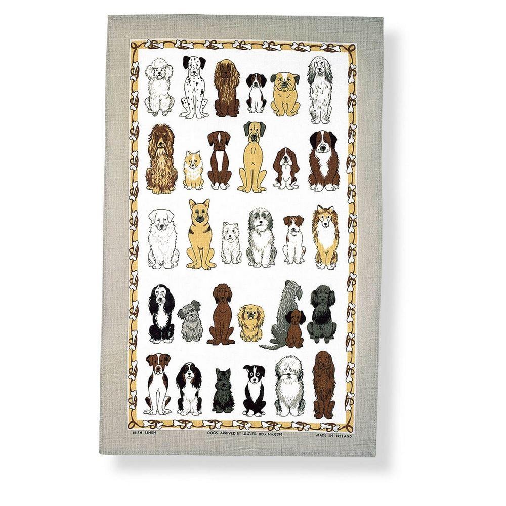 Ulster Weavers Dogs Arrived 100% Cotton Tea Towel - Dogs Arrived Cotton Tea Towel In Brown Yellow 2