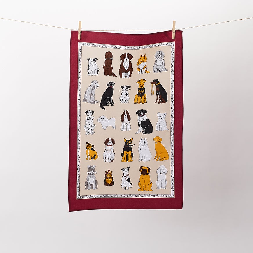 Ulster Weavers Dogs Galore 100% Cotton Tea Towel Red