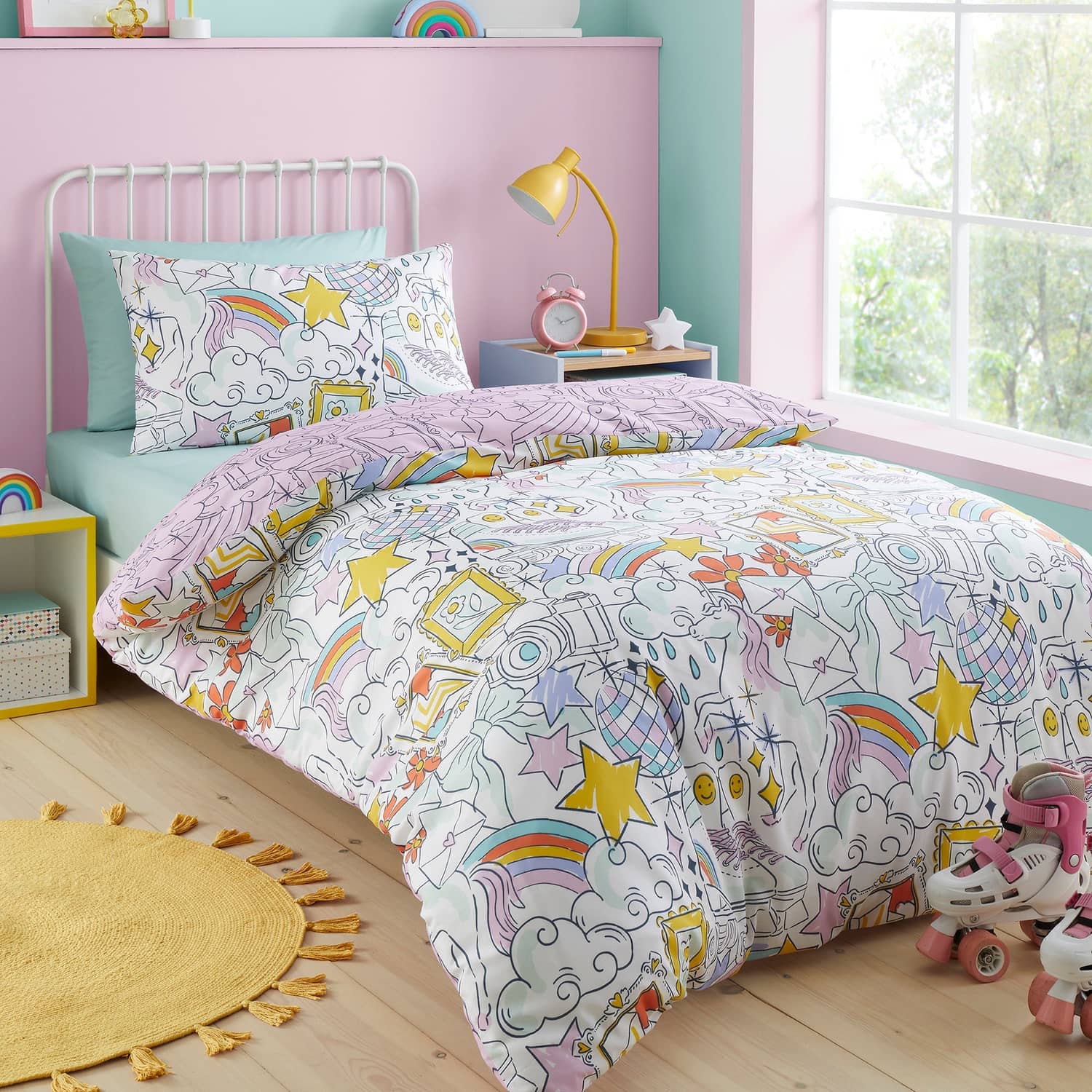 Doodle Hobby Multi Polycotton Duvet Cover Set