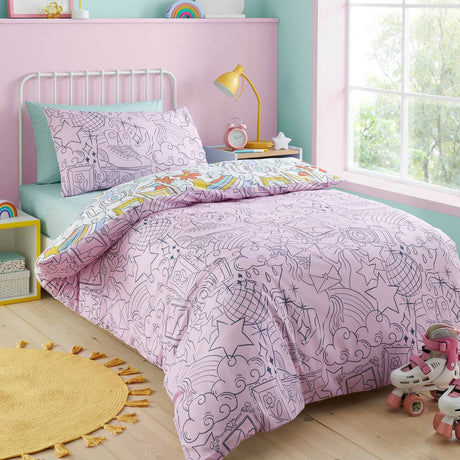 Doodle Hobby Multi Polycotton Duvet Cover Set - Doodle Hobby Duvet Cover Set In Multi 4