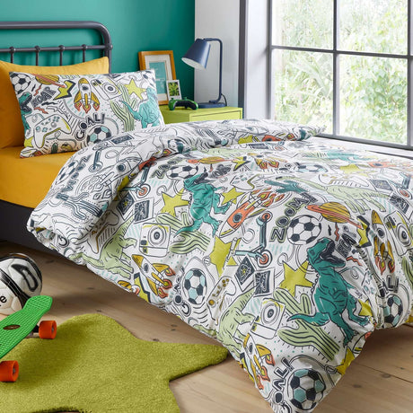Doodle Zoom Multi Polycotton Duvet Cover Set