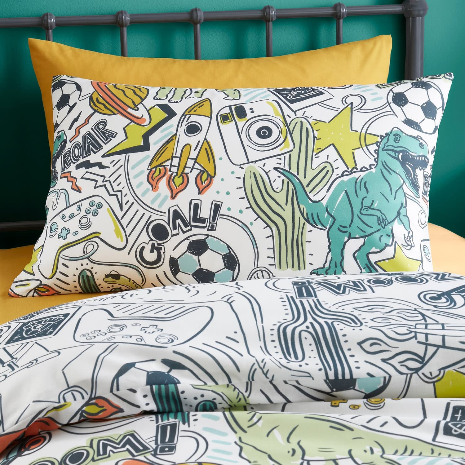 Doodle Zoom Multi Polycotton Duvet Cover Set - Doodle Zoom Duvet Cover Set In Multi 2