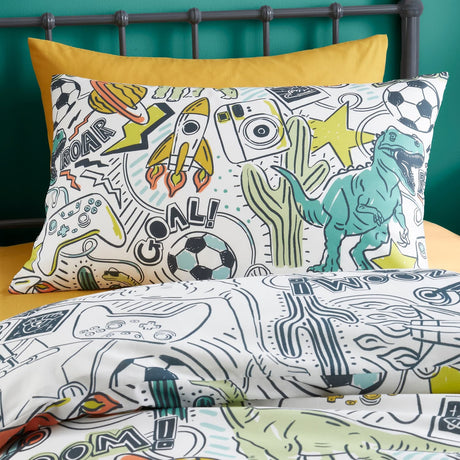 Doodle Zoom Multi Polycotton Duvet Cover Set - Doodle Zoom Duvet Cover Set In Multi 2