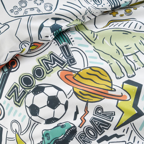 Doodle Zoom Multi Polycotton Duvet Cover Set - Doodle Zoom Duvet Cover Set In Multi 3