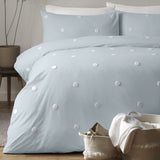 Dot Garden Cotton Duvet Cover Set - Duck Egg