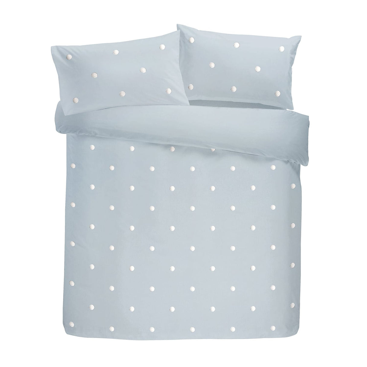 Dot Garden Cotton Duvet Cover Set - Duck Egg - Dot Garden Duvet Cover Set In Duck Egg With White Dots 4