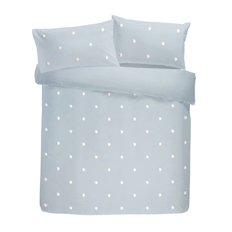 Dot Garden Cotton Duvet Cover Set - Duck Egg - Dot Garden Duvet Cover Set In Duck Egg With White Dots 4