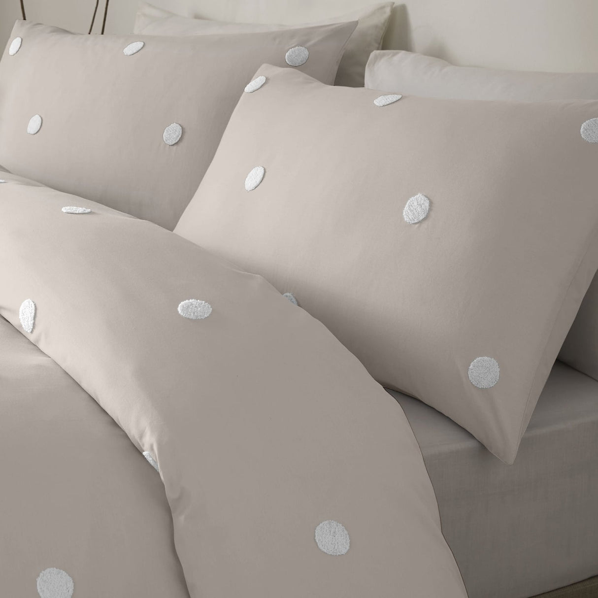 Dot Garden Cotton Duvet Cover Set - Linen
