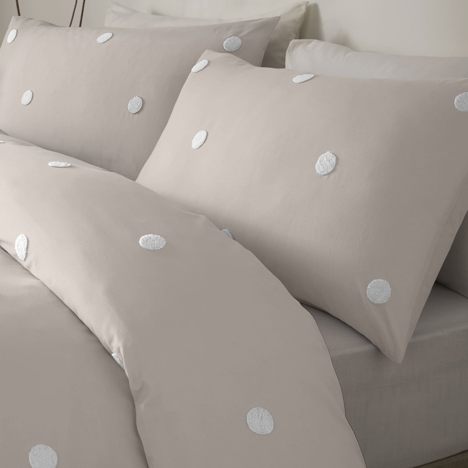 Dot Garden Cotton Duvet Cover Set - Linen