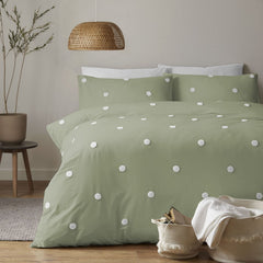 Dot Garden Sage 100% Cotton Duvet Cover Bedding Set