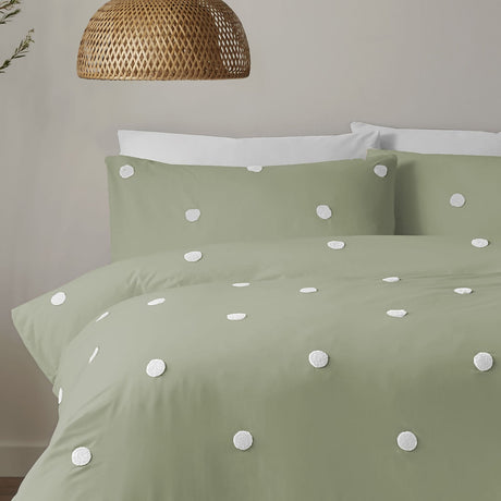 Dot Garden Cotton Duvet Cover Set - Sage - Dot Garden Duvet Cover Set In Sage 2