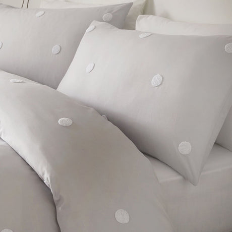 Dot Garden Cotton Duvet Cover Set - Silver - Dot Garden Duvet Cover Set In Silver With White Dots 3
