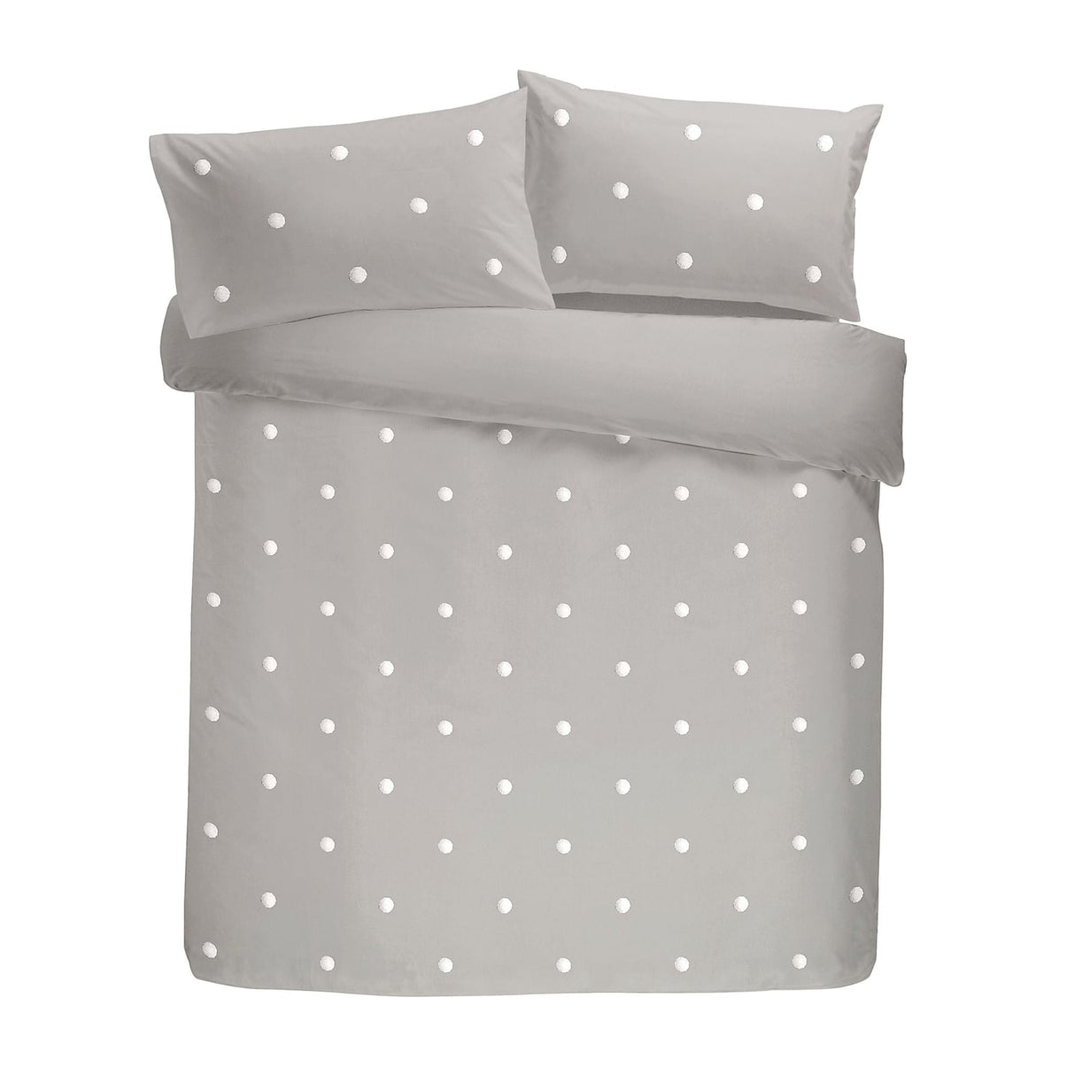 Dot Garden Cotton Duvet Cover Set - Silver - Dot Garden Duvet Cover Set In Silver With White Dots 4