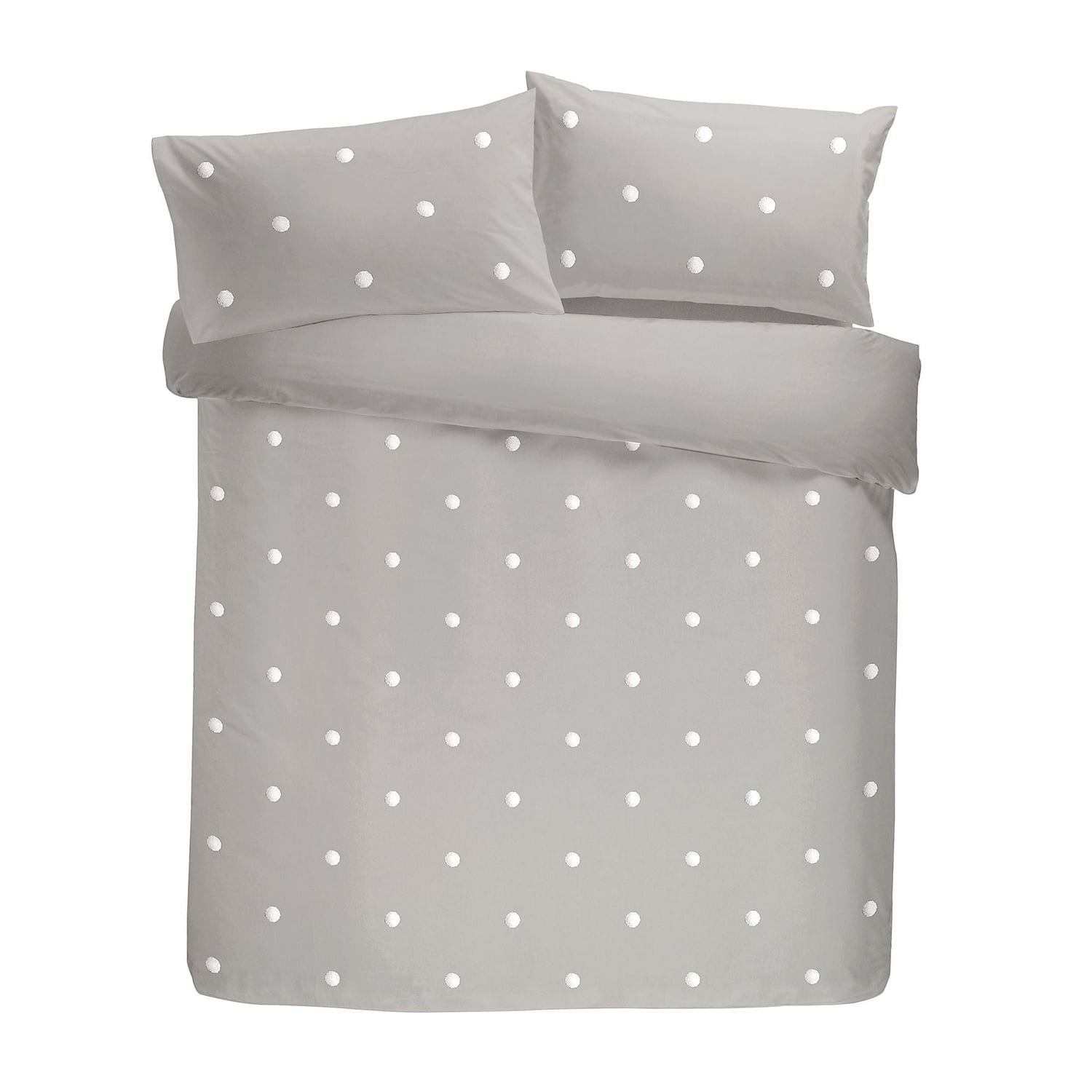 Dot Garden Cotton Duvet Cover Set - Silver - Dot Garden Duvet Cover Set In Silver With White Dots 4