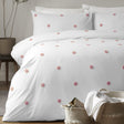 Dot Garden Cotton Duvet Cover Set - White + Pink