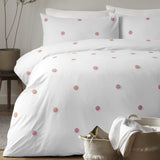 Dot Garden Cotton Duvet Cover Set - White + Pink