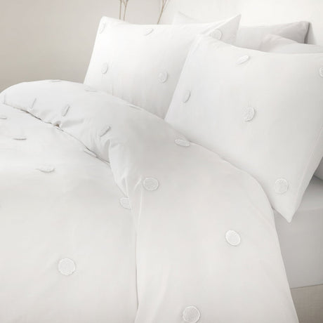 Dot Garden Cotton Duvet Cover Set - White - Dot Garden Duvet Cover Set In White With White Dots 3
