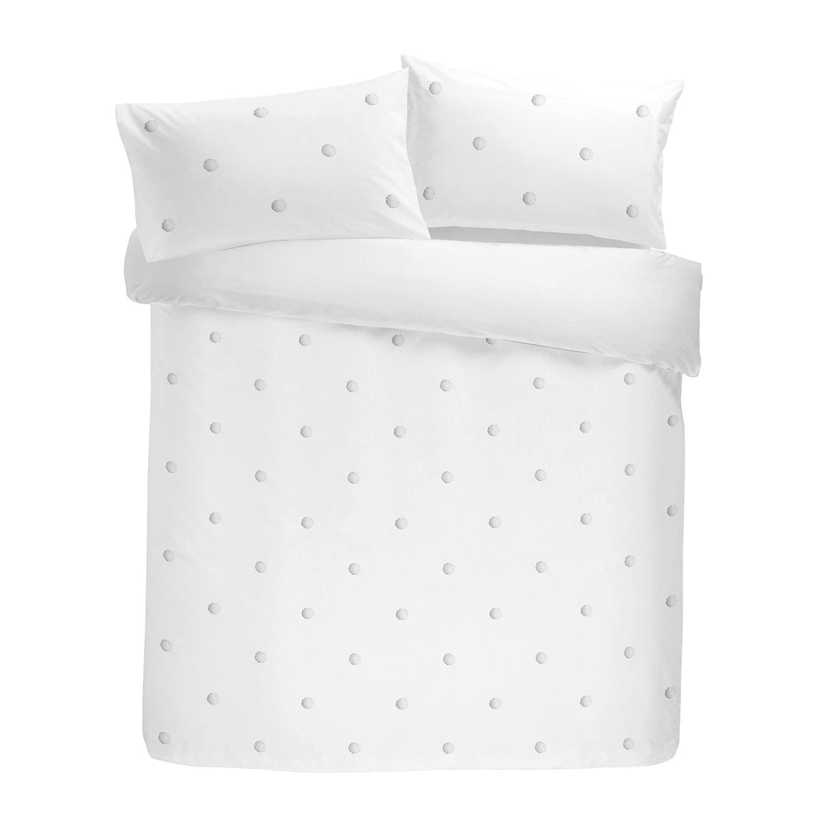 Dot Garden Cotton Duvet Cover Set - White - Dot Garden Duvet Cover Set In White With White Dots 4