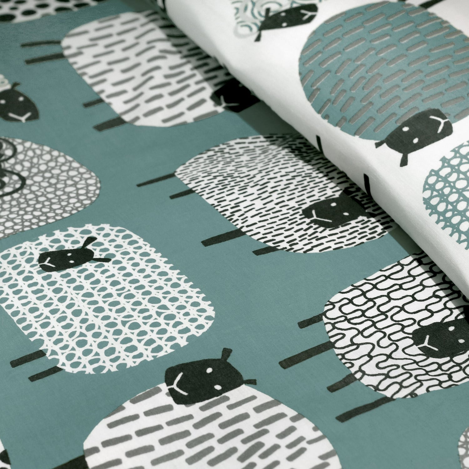 Dotty Sheep Polycotton Duvet Cover Set - Duck Egg - Dotty Sheep Duvet Cover Set In Duck Egg 2
