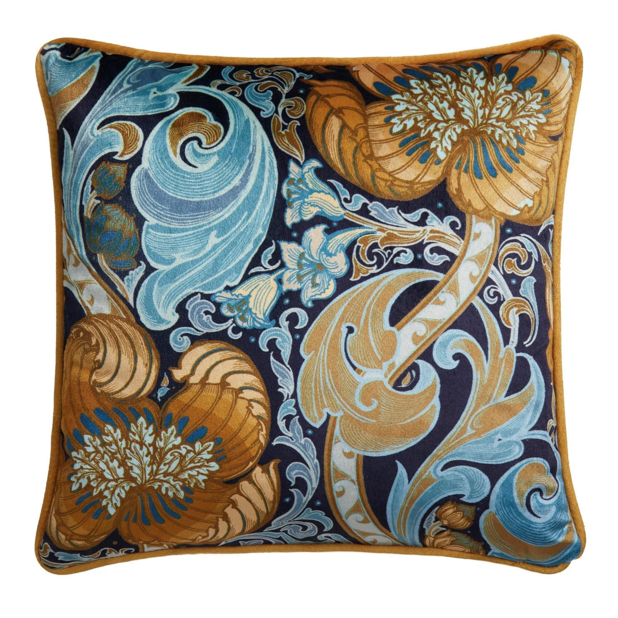 Laurence Llewelyn-Bowen Down the Dilly Blue Ochre Cushion Cover 43cm x 43cm - Ochre - Down The Dilly Cushion In Ochre Blue 43 X 43Cm 2