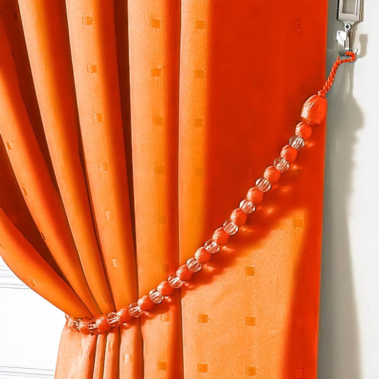Earl Rope Curtain Tie Back - Single in Orange - Image 2
