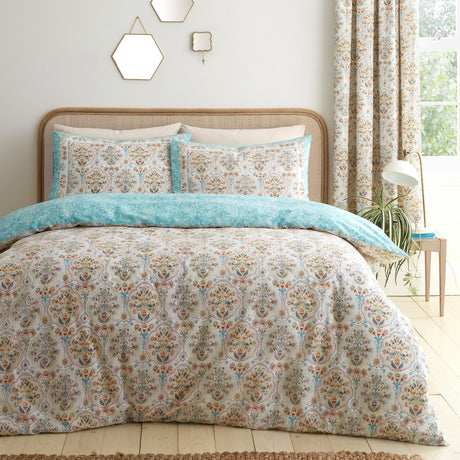 Dreams & Drapes Edena Floral Print Polycotton Duvet Cover Set Natural 4