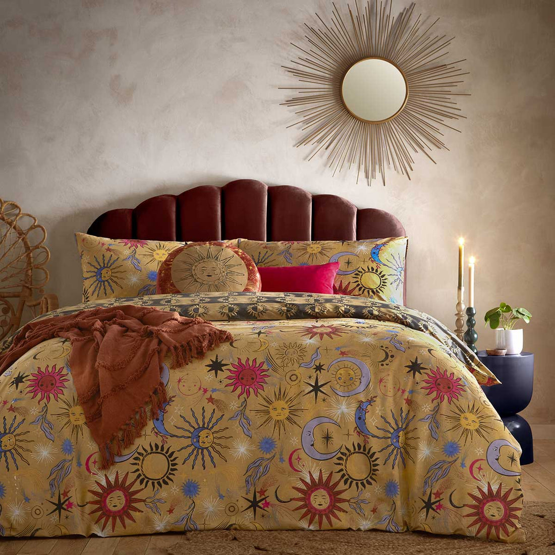 Ethereal Star Polycotton Duvet Cover Set - Gold Rust