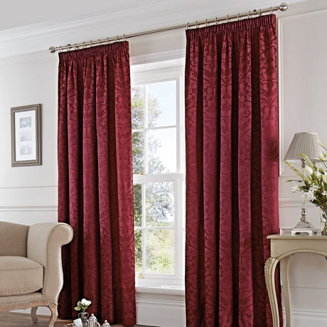 Eastbourne Lined Pencil Pleat Tape Top Curtains Thermal Light Filtering - Burgundy