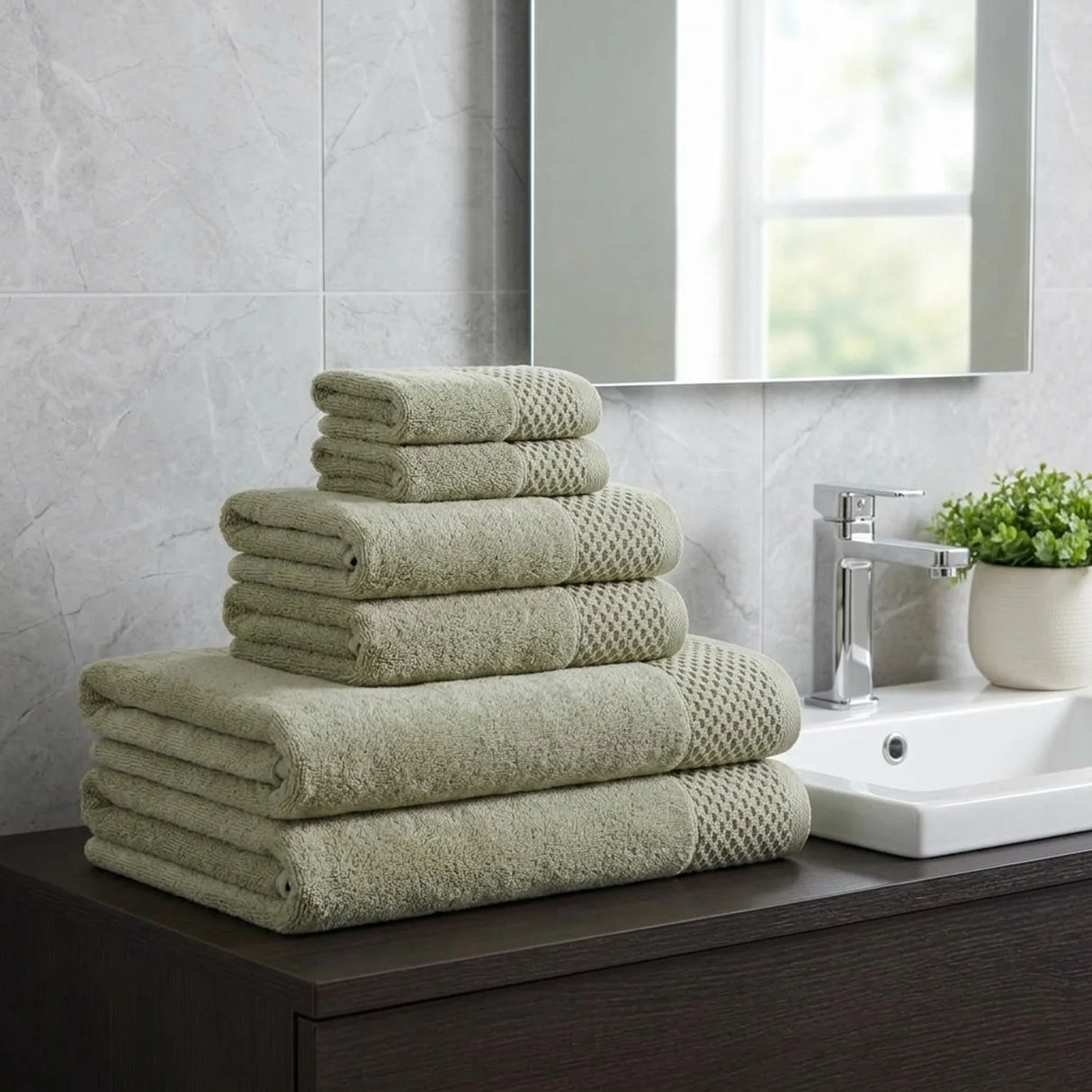 Eden 500gsm Olive 100% Cotton Towels-1