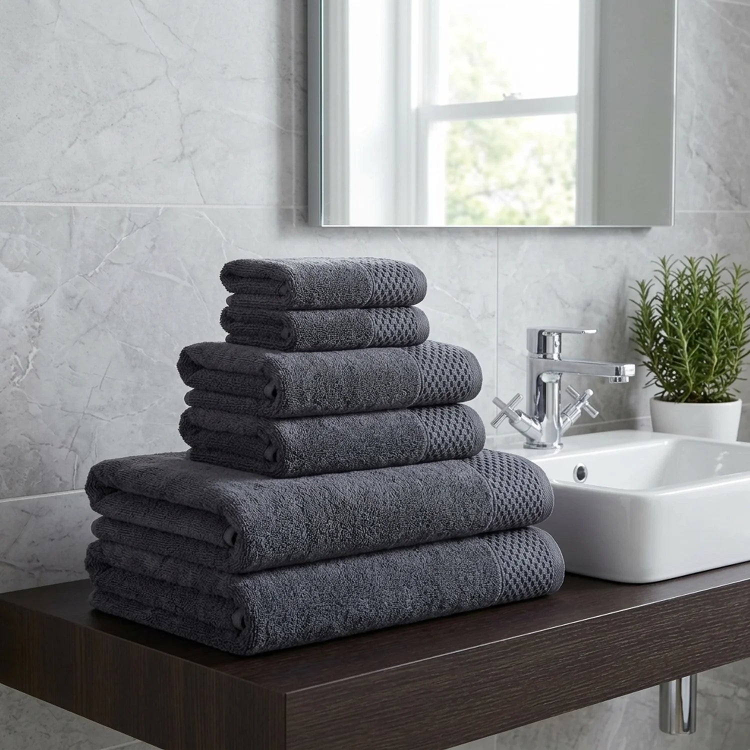 Eden 500gsm Steel Grey 100% Cotton Towels-1
