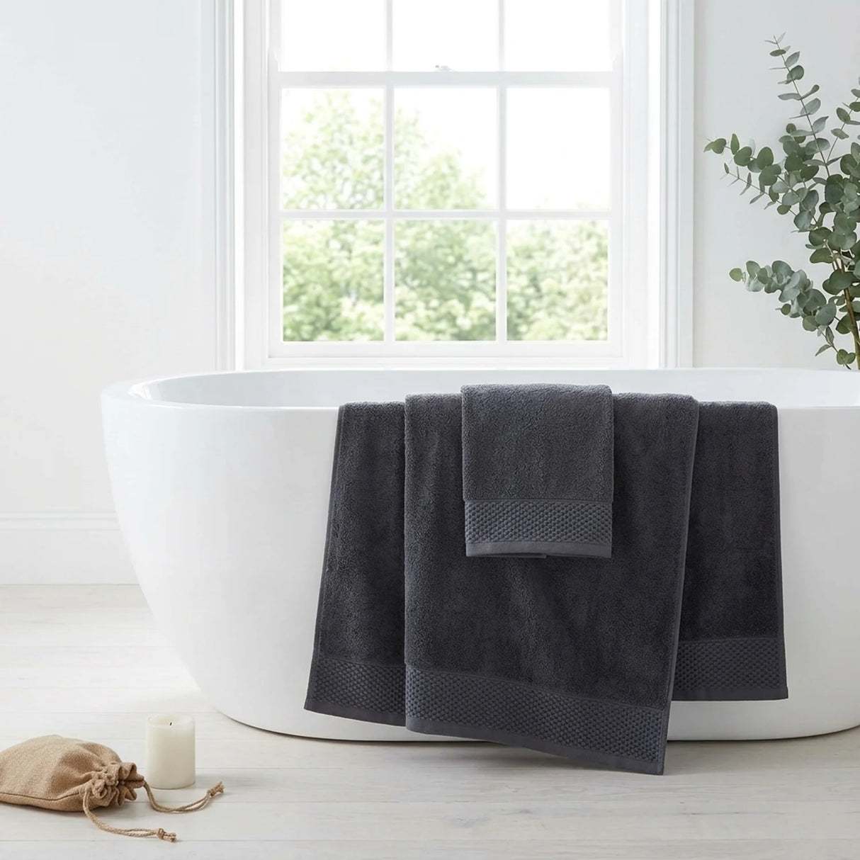 Eden 500gsm Steel Grey 100% Cotton Towels-2