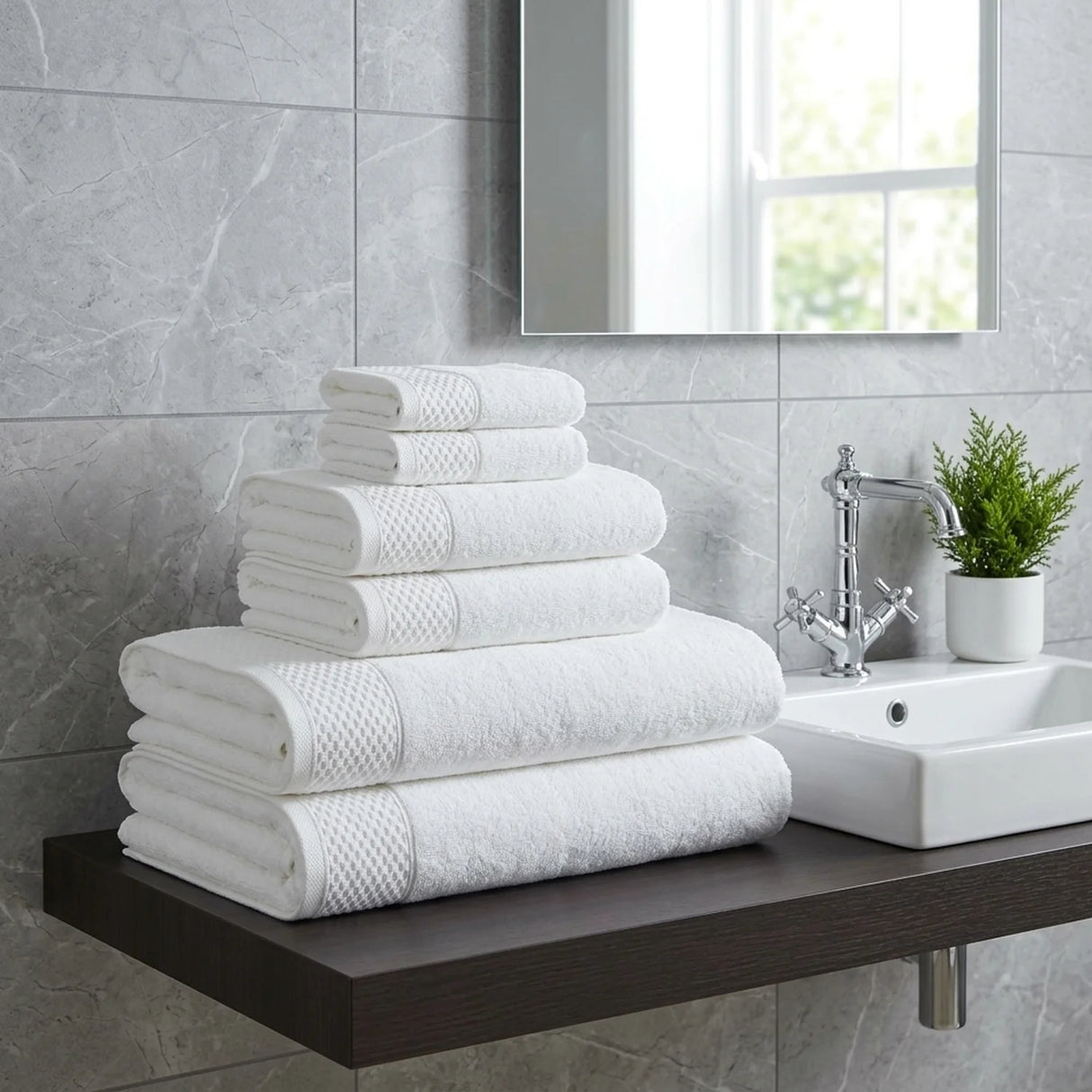 Eden 500gsm White 100% Cotton Towels-1