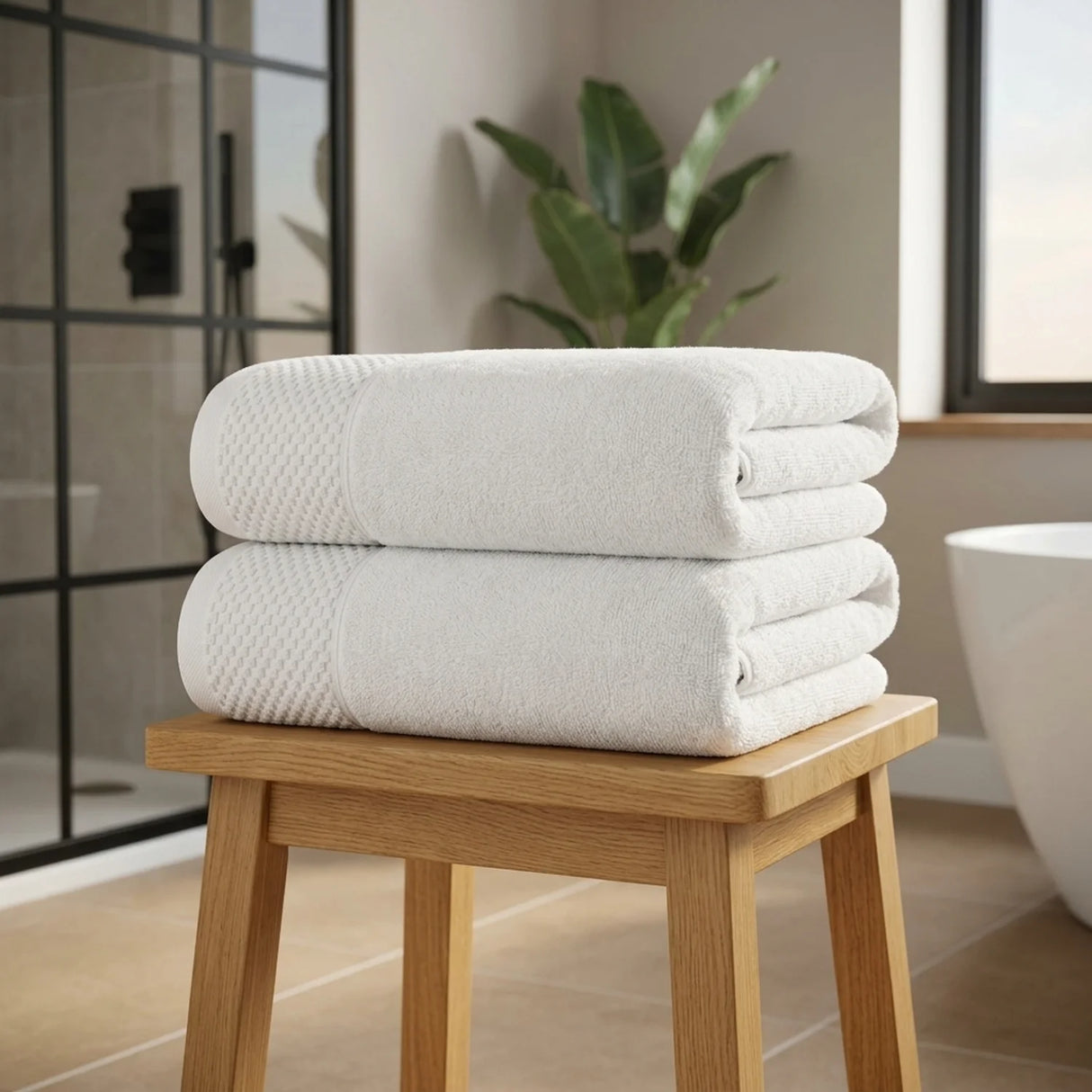 Eden 500gsm White 100% Cotton Towels-3