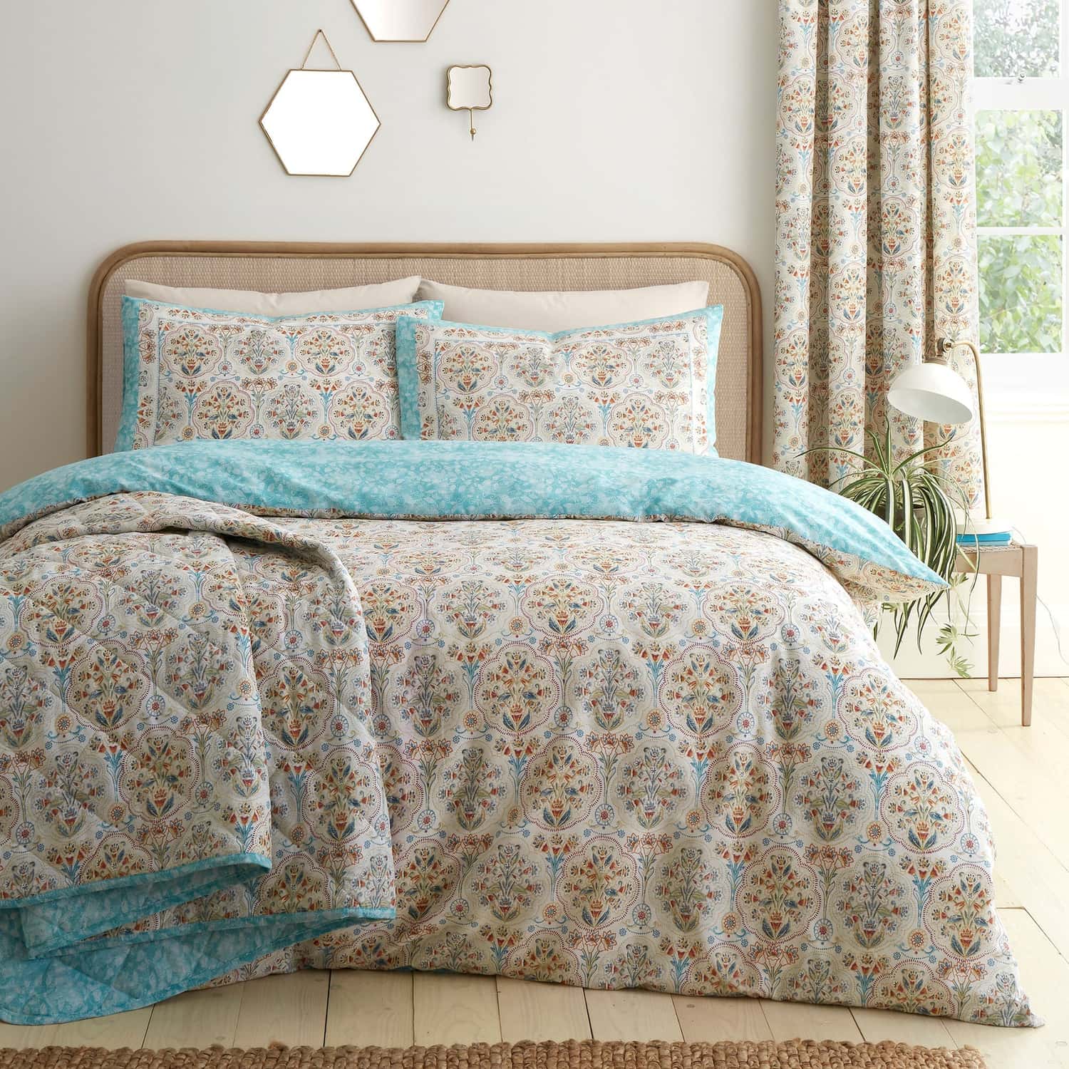Edena Floral Print Bedspread Natural 230cm x 200cm - Edena Decorative Floral Bedspread In Natural 200Cm X 230Cm 3