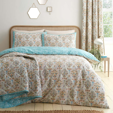 Edena Floral Print Bedspread Natural 230cm x 200cm - Edena Decorative Floral Bedspread In Natural 200Cm X 230Cm 3