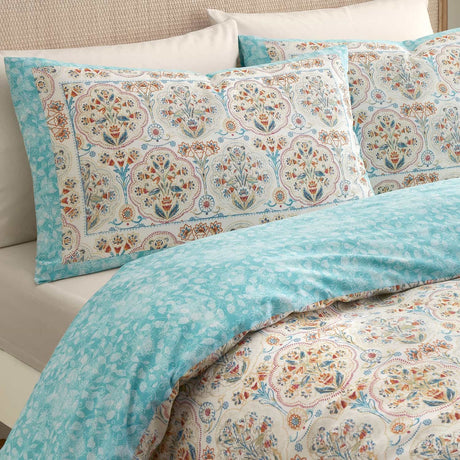Edena Floral Print Polycotton Duvet Cover Set Natural - Edena Decorative Floral Duvet Cover Set In Natural 3