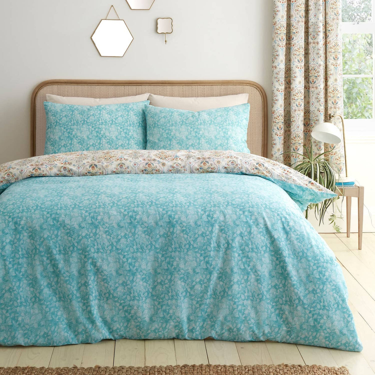 Edena Floral Print Polycotton Duvet Cover Set Natural - Edena Decorative Floral Duvet Cover Set In Natural 5