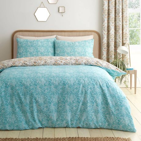 Edena Floral Print Polycotton Duvet Cover Set Natural - Edena Decorative Floral Duvet Cover Set In Natural 5